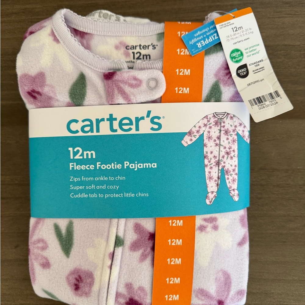 Carter's Fleece Footie Zip Pajama x3